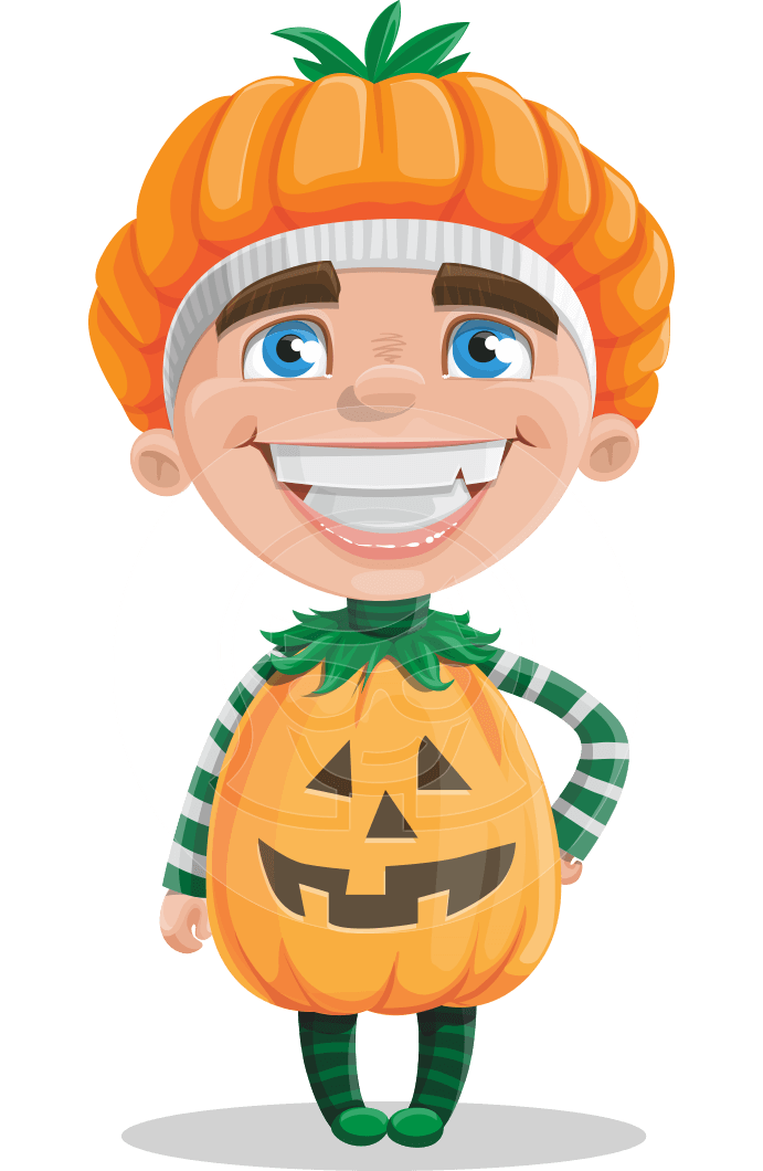 Kid with Halloween Costume Cartoon Vector Character AKA Keat Trick-or-treat